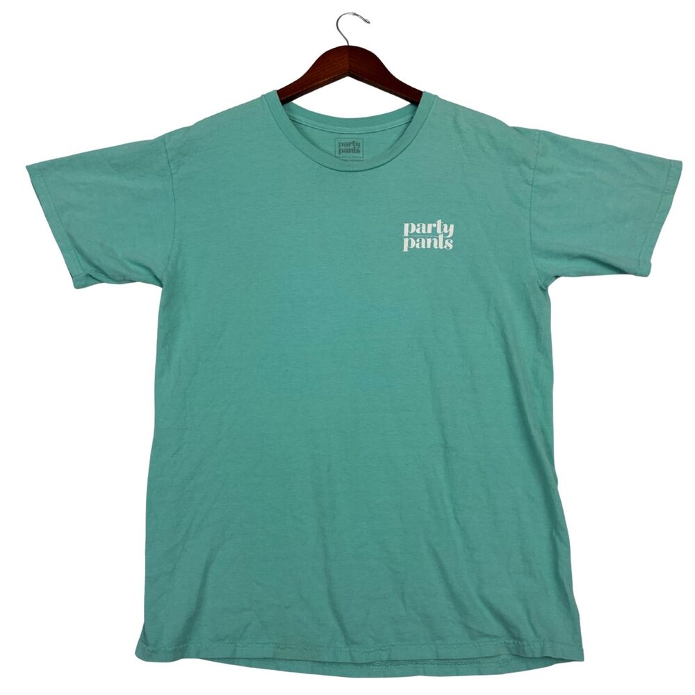 Party Pants Beer Run T-Shirt Men's L Teal Flamingo Golf Cart Graphic Tee